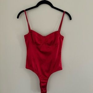 Princess Polly Red Satin Corset Bodysuit
